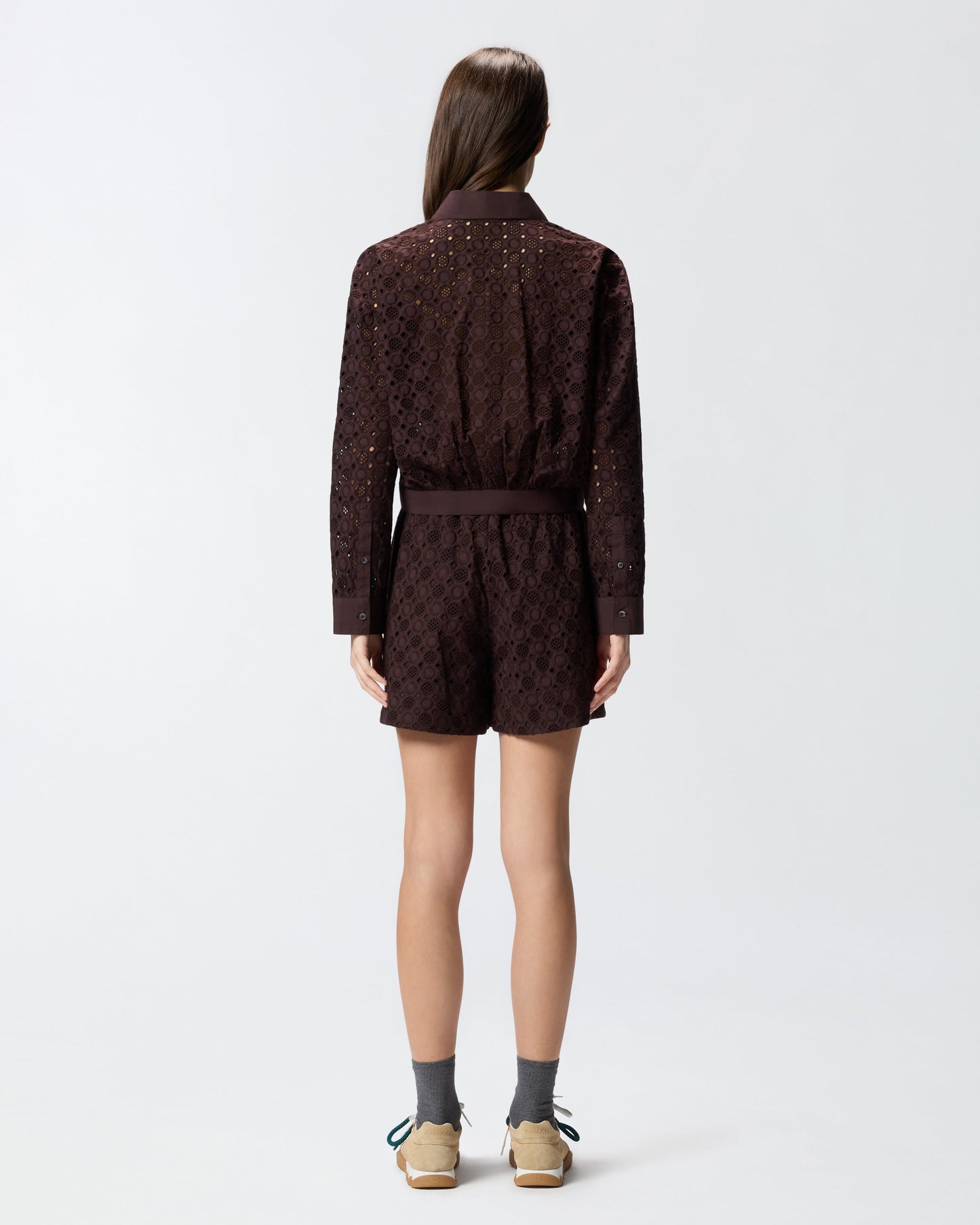Cropped shirt with broderie anglaise