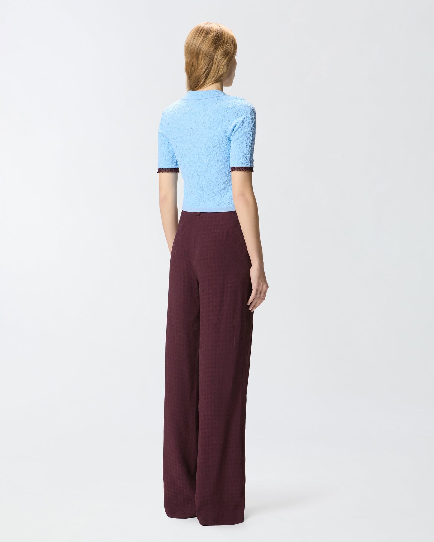 Jacquard polo cropped cardigan