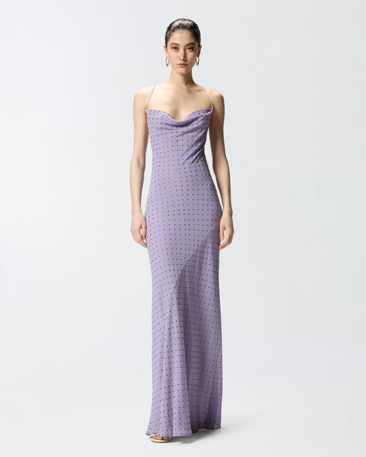 Long slip dress with rhinestones