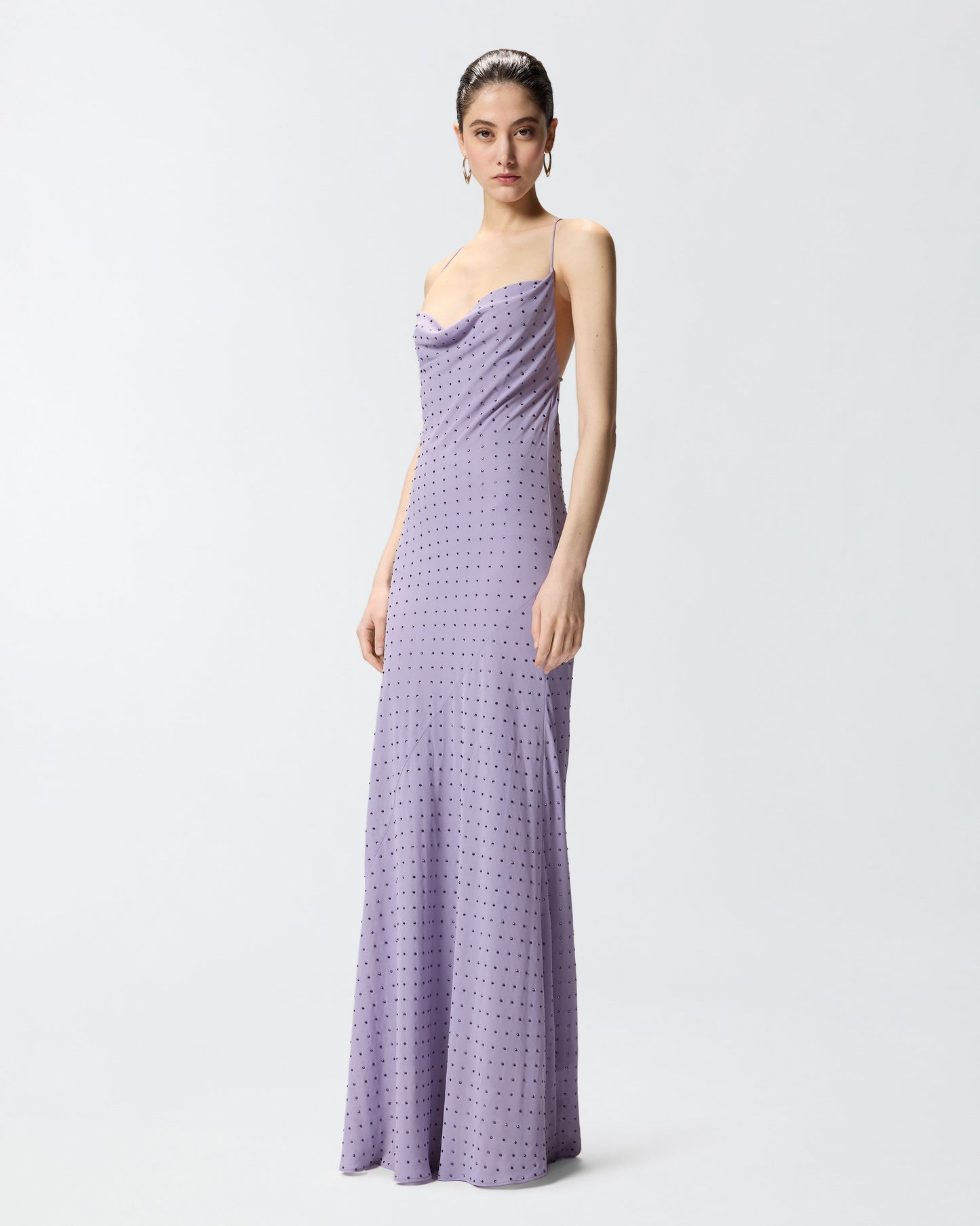 Long slip dress with rhinestones