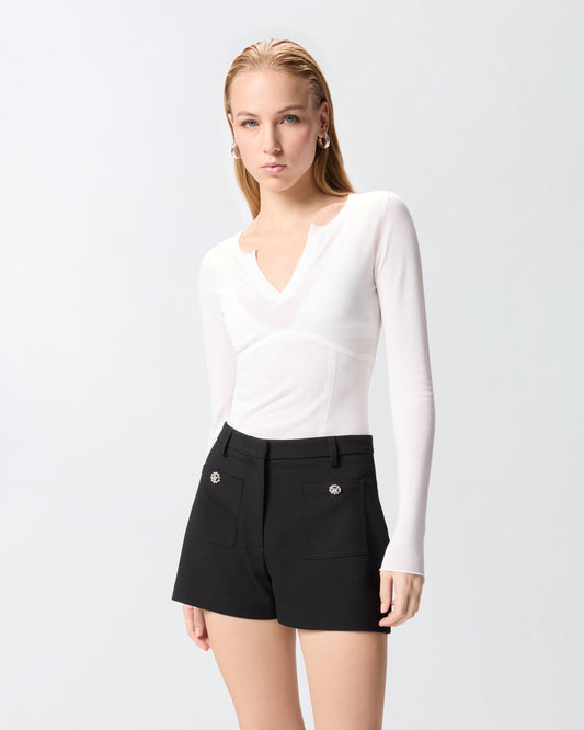 Sweater with open V-neck