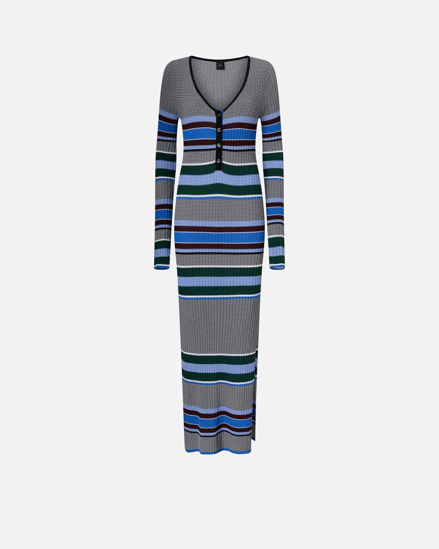 Long striped knit slim-fit dress