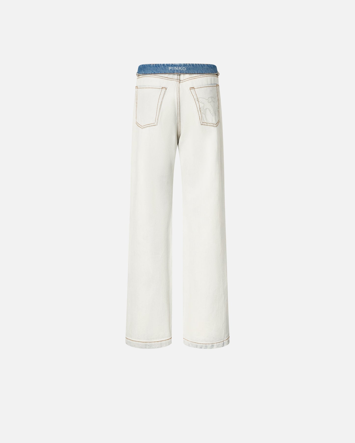 Jeans with contrasting fold-down waist