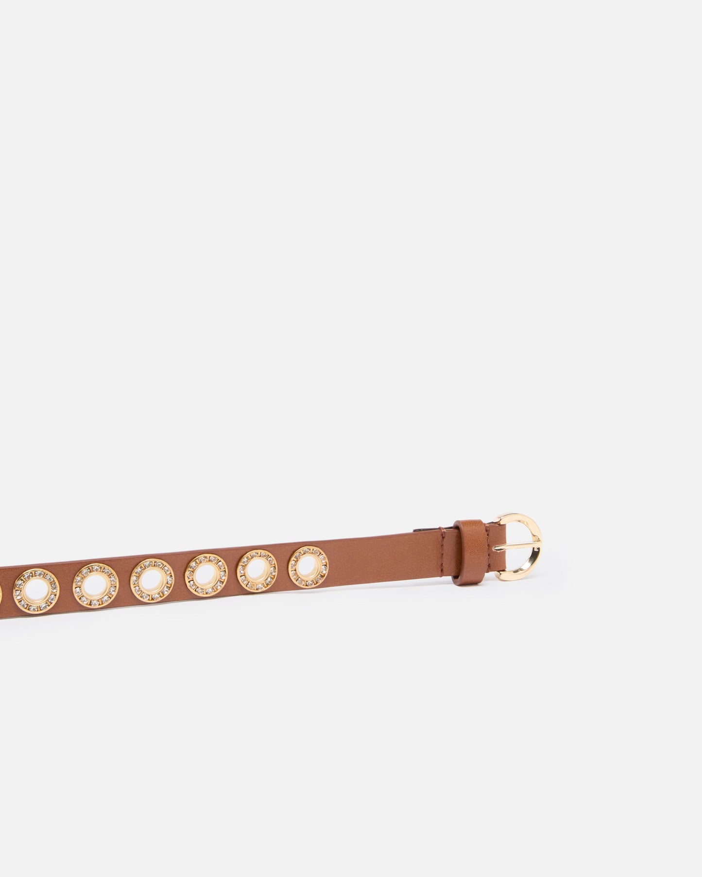 Leather belt with jewel eyelets, 2cm