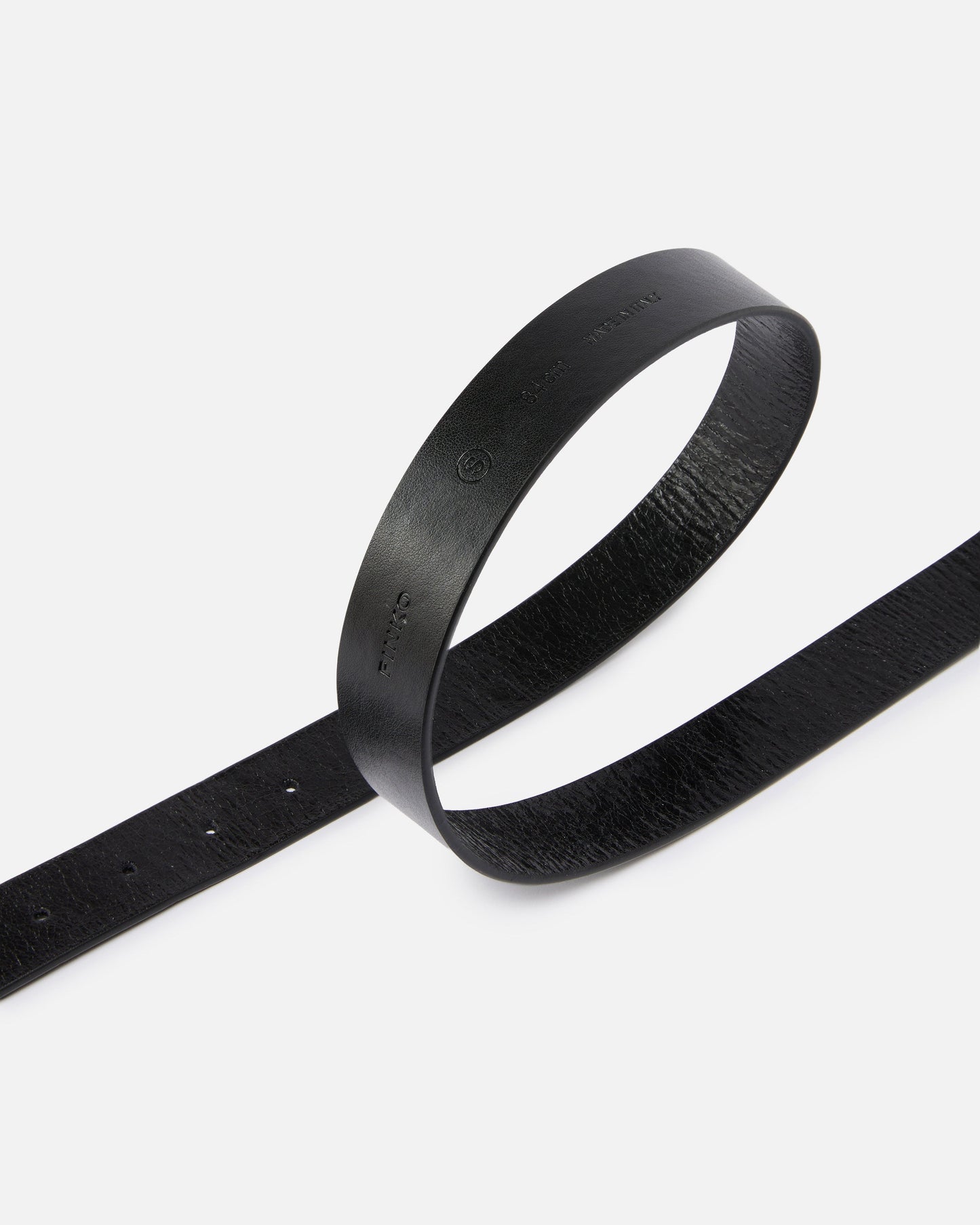 Shiny leather belt with metal loops, 3 cm