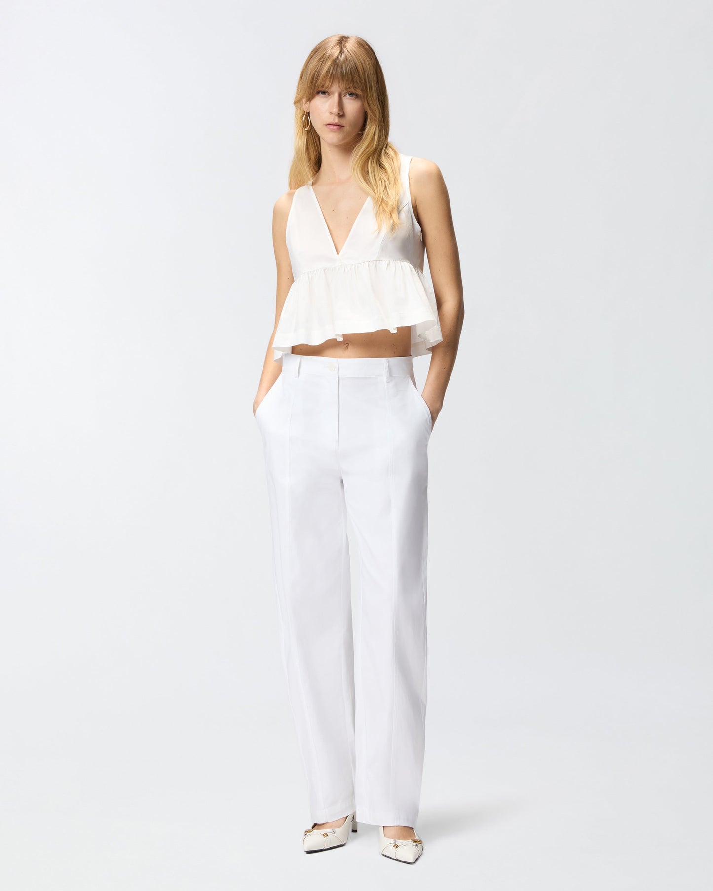 Crop top with ruffle and ties