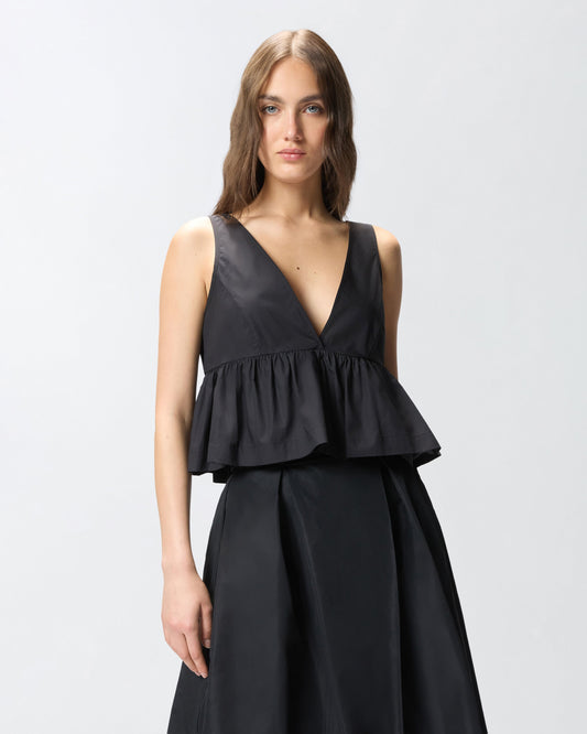 Crop top with ruffle and ties