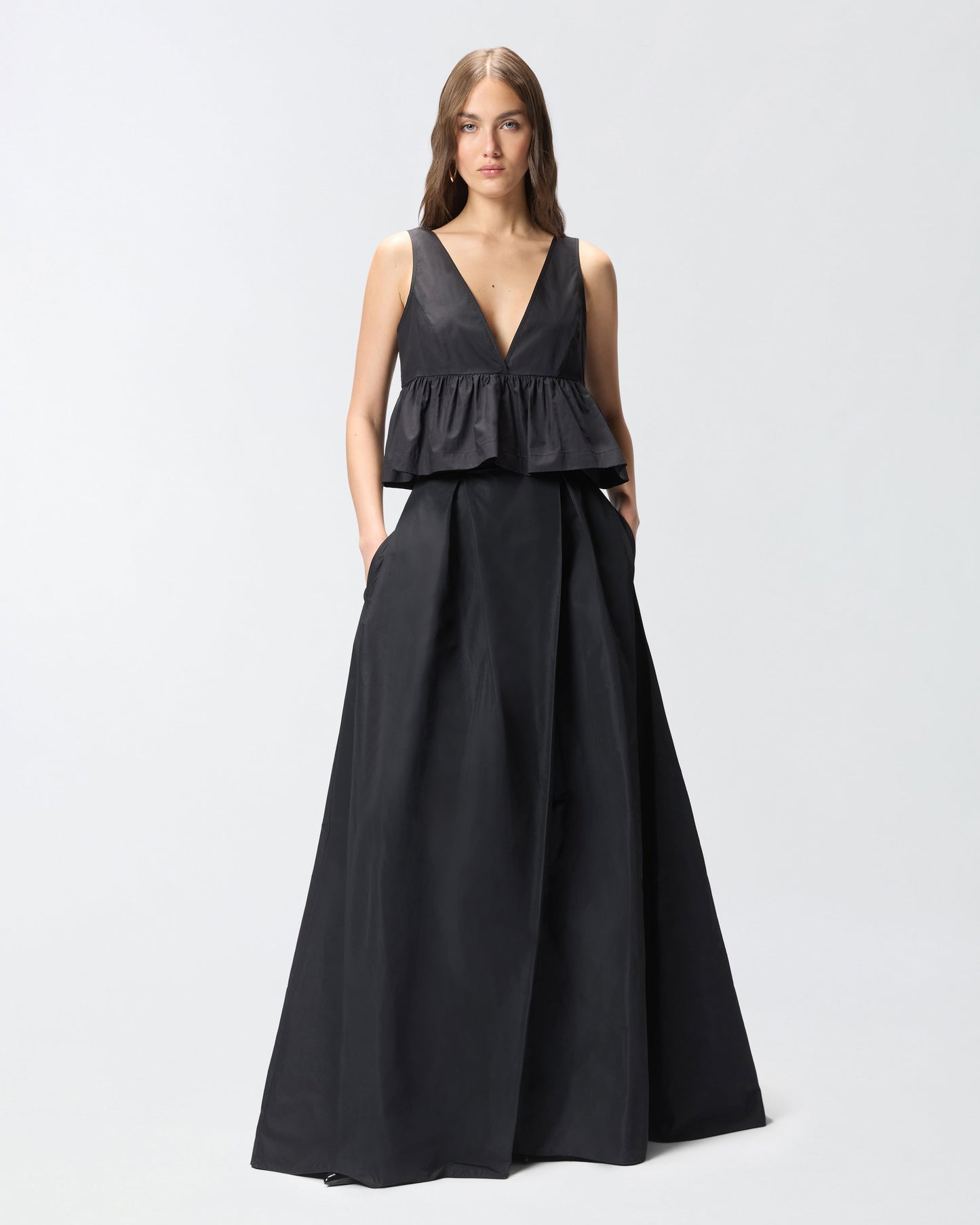 Crop top with ruffle and ties