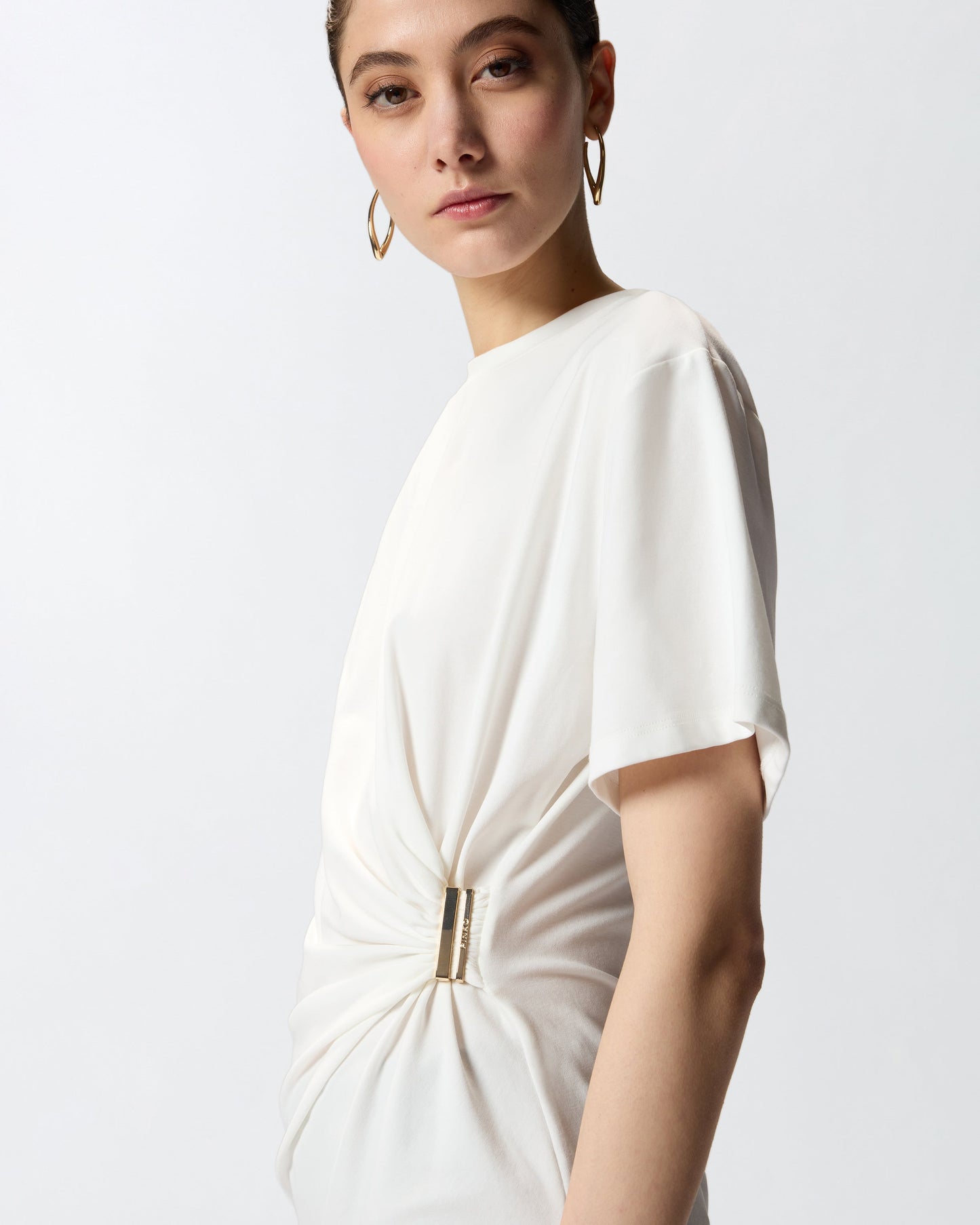 T-shirt with draping and gold detail