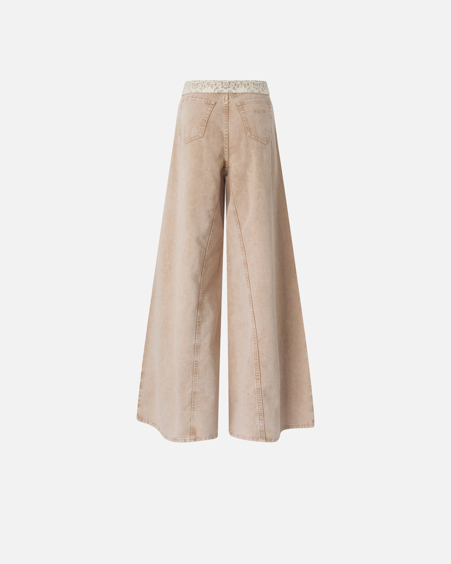 Brown jeans with lace at the waist