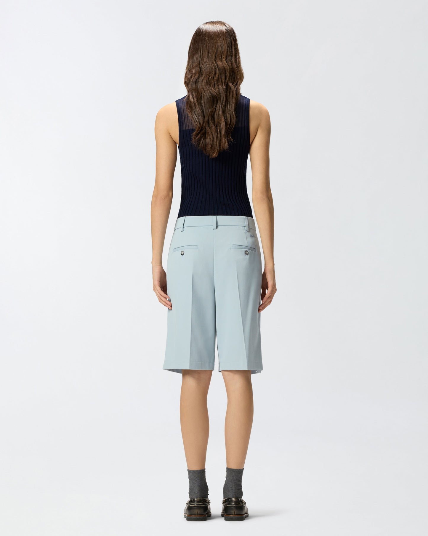 Bermuda shorts with pressed pleat detail
