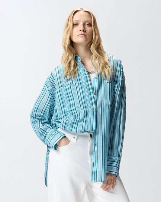 Striped cotton shirt with pockets