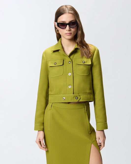 Cropped jacket with topstitching