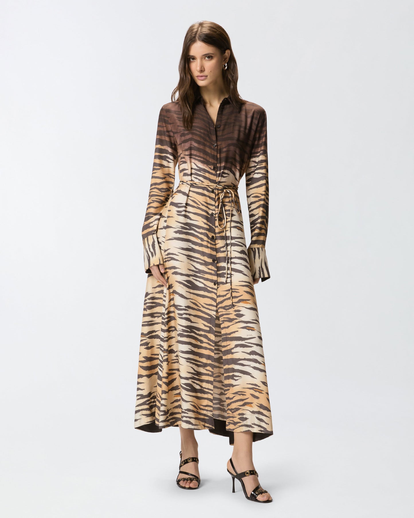 Long shirt dress with animal print