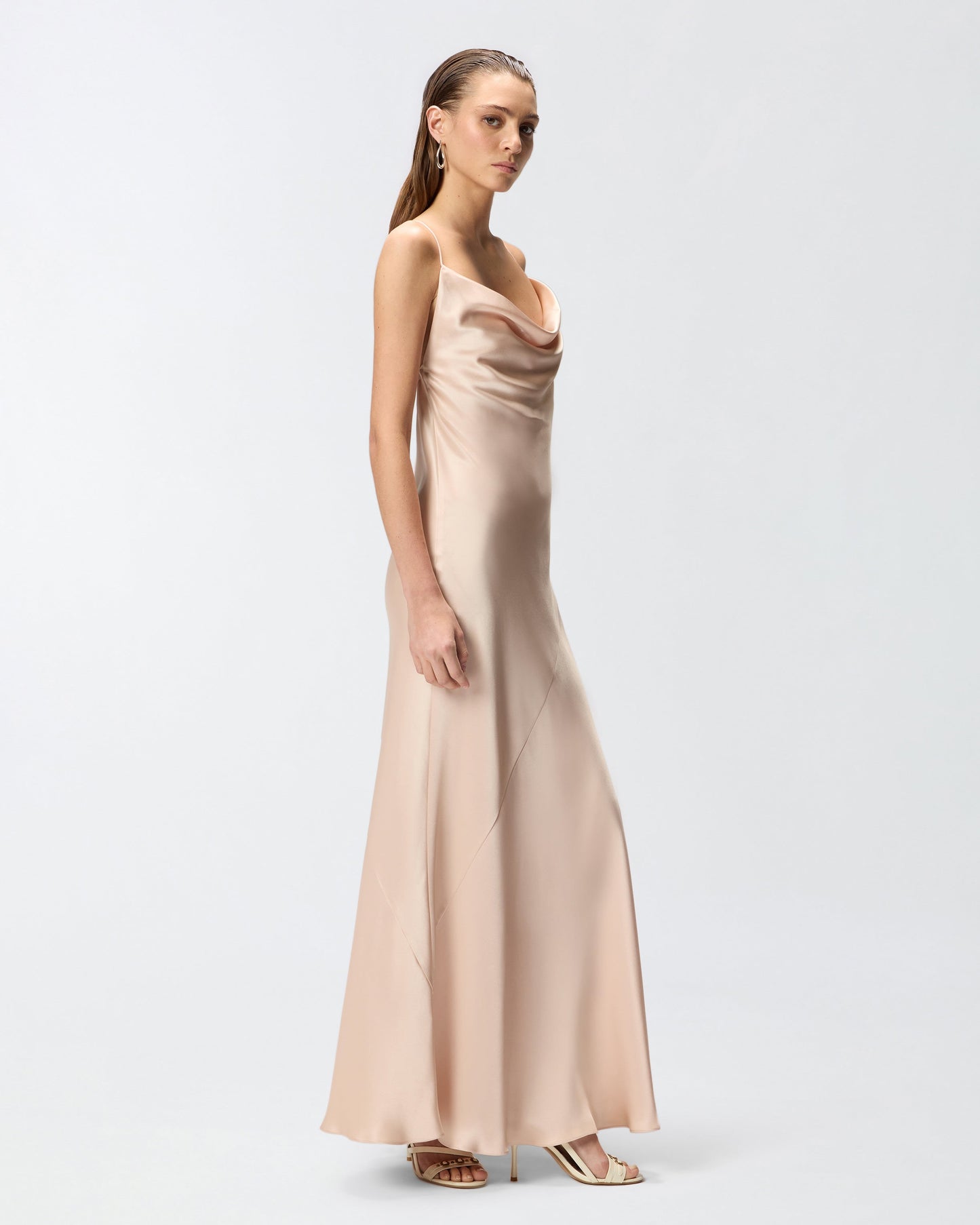 Long slip dress in satin