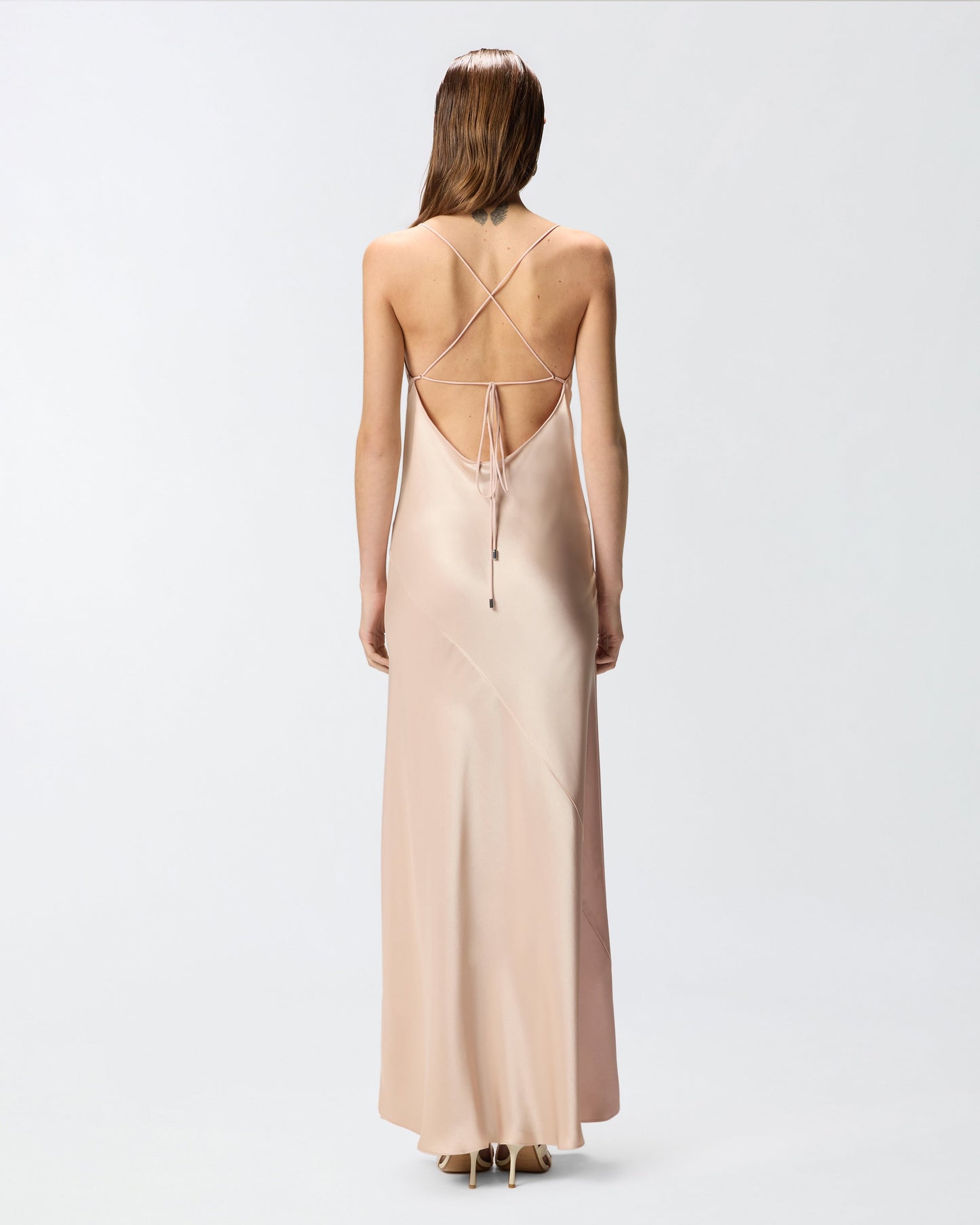 Long slip dress in satin