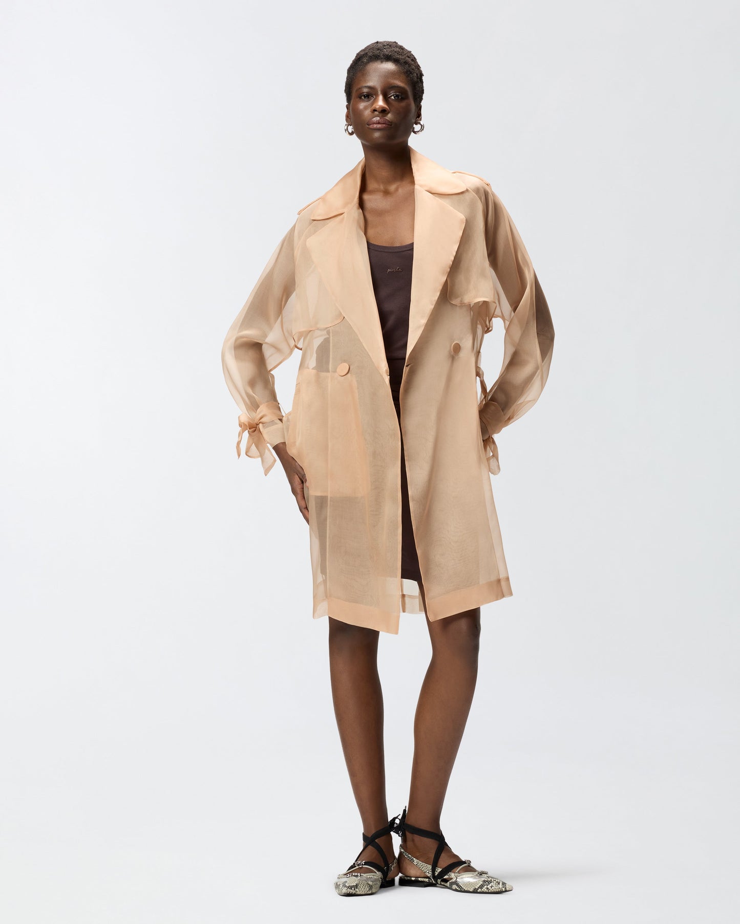 Silk organza trench coat