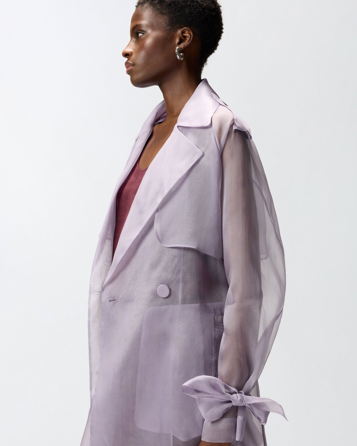 Silk organza trench coat