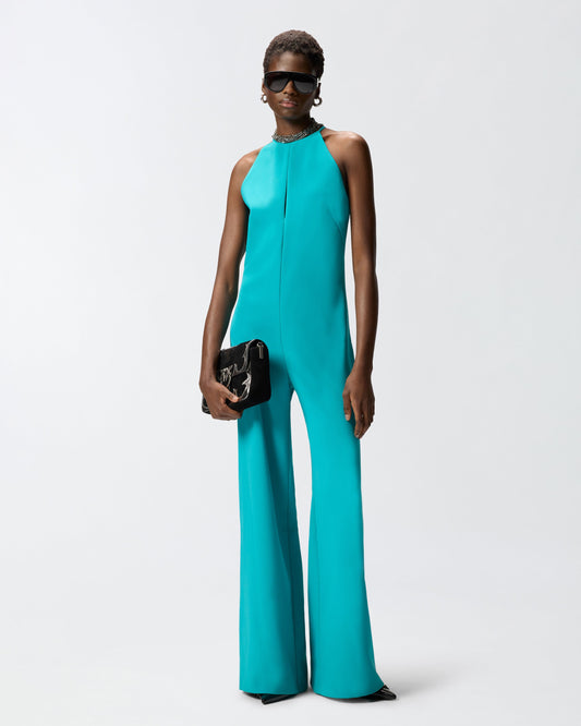 Long playsuit with halterneck and jewel decoration