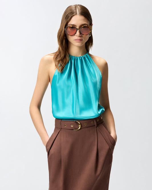 Top in satin with halterneck