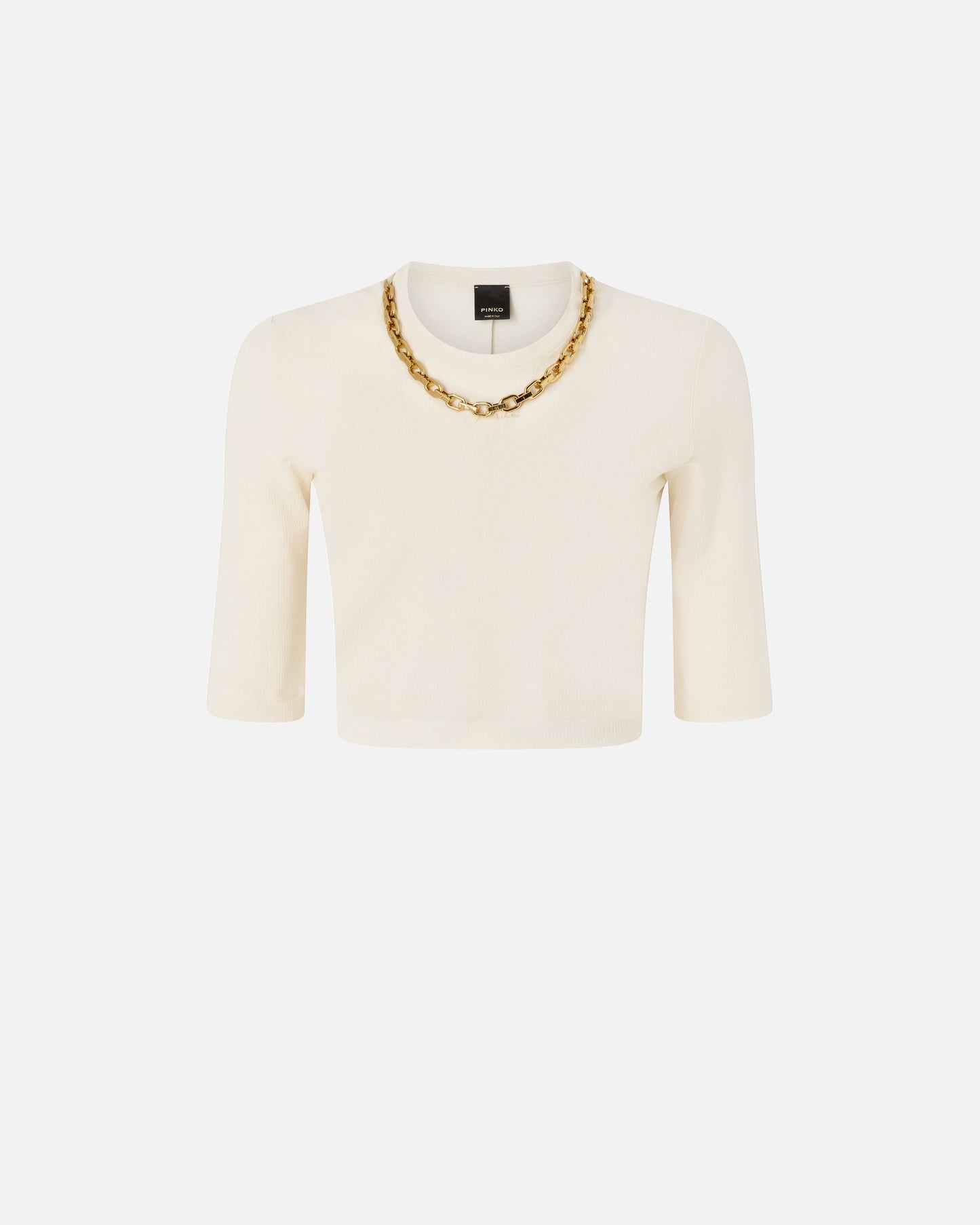 Cropped sweater with chain