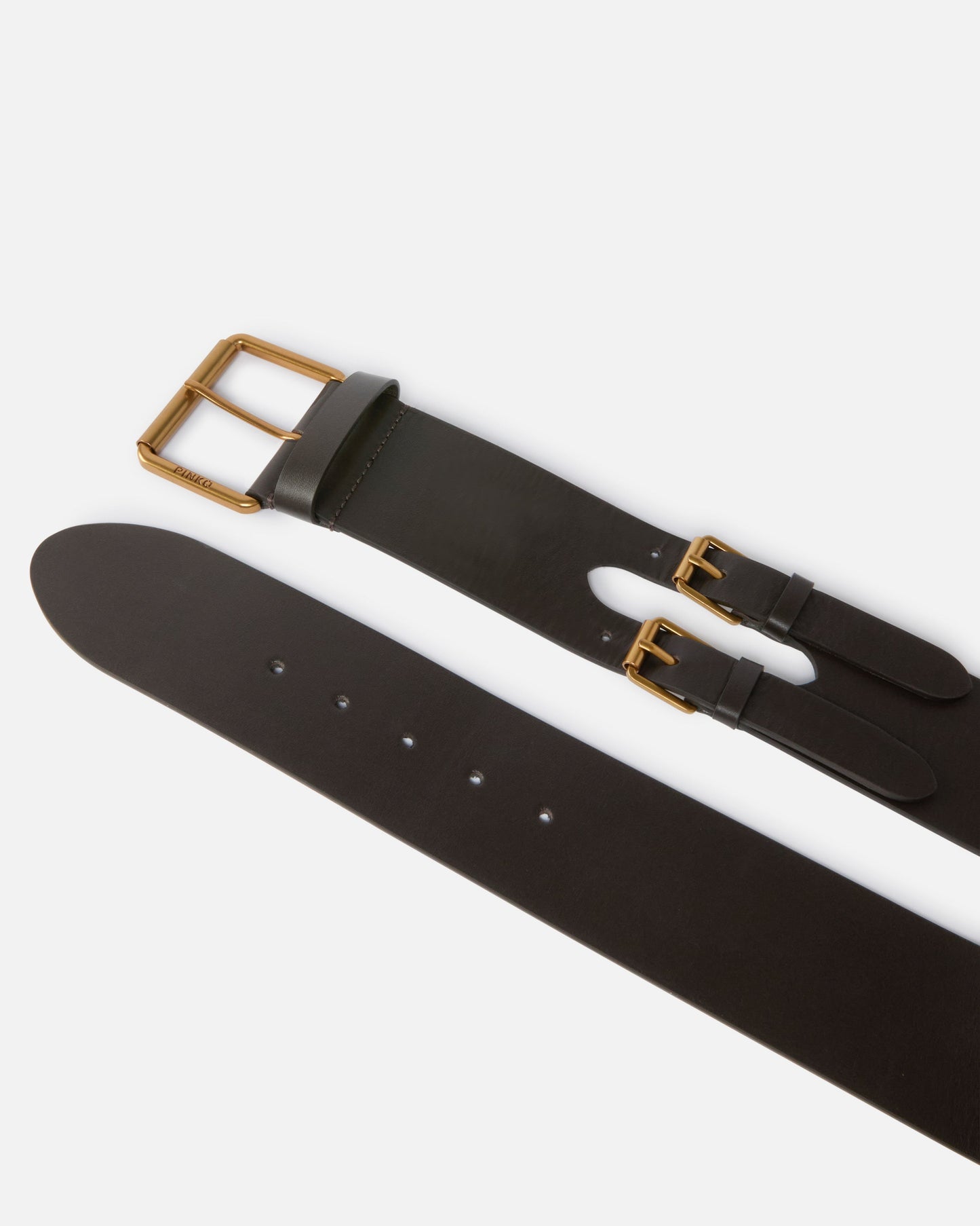 Smooth leather belt with straps, 6 cm