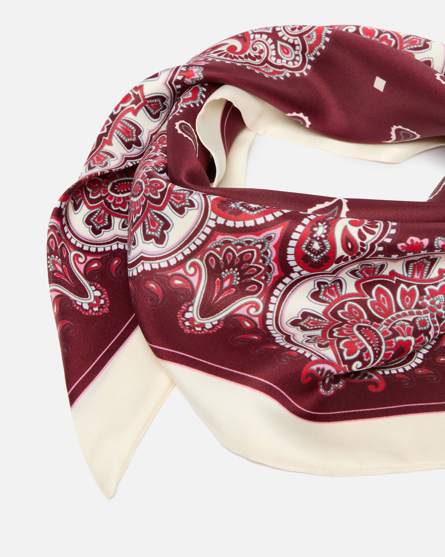 Triangular scarf with floral paisley print