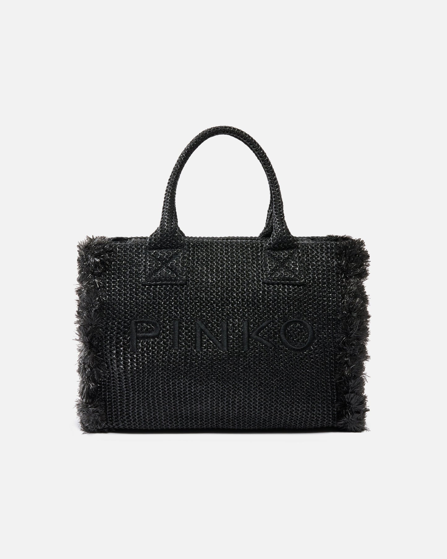 Medium Beach shopping tote in raffia with logo and tassels
