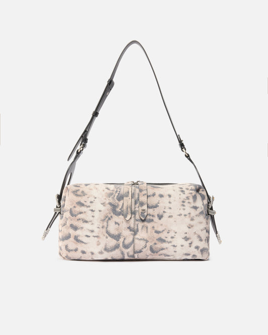 Keeper Bag medium shoulder bag in suede with python print
