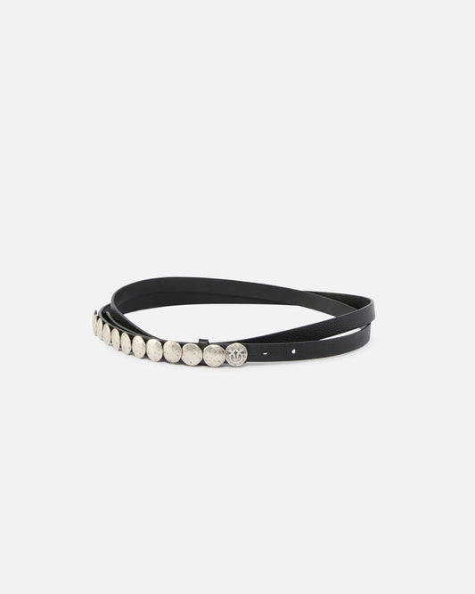 Double-wrap leather belt with studs, 1.5 cm