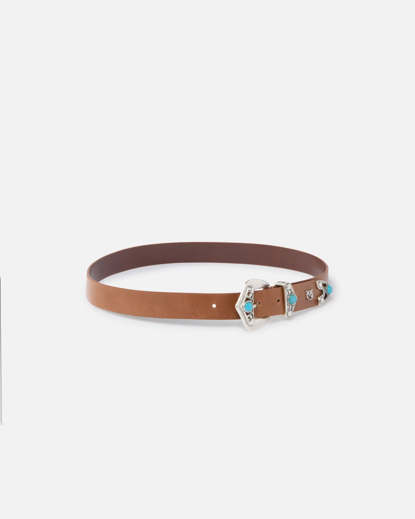 Leather belt with turquoise stones, 3 cm