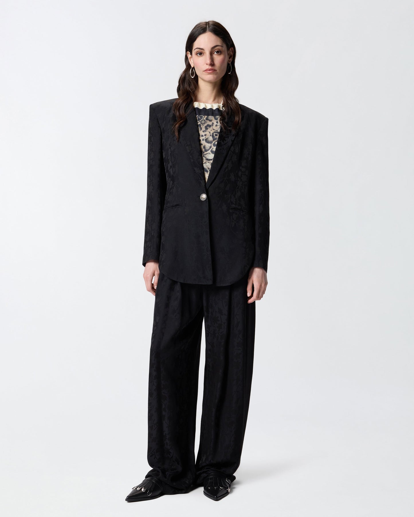 Floral jacquard kimono jacket