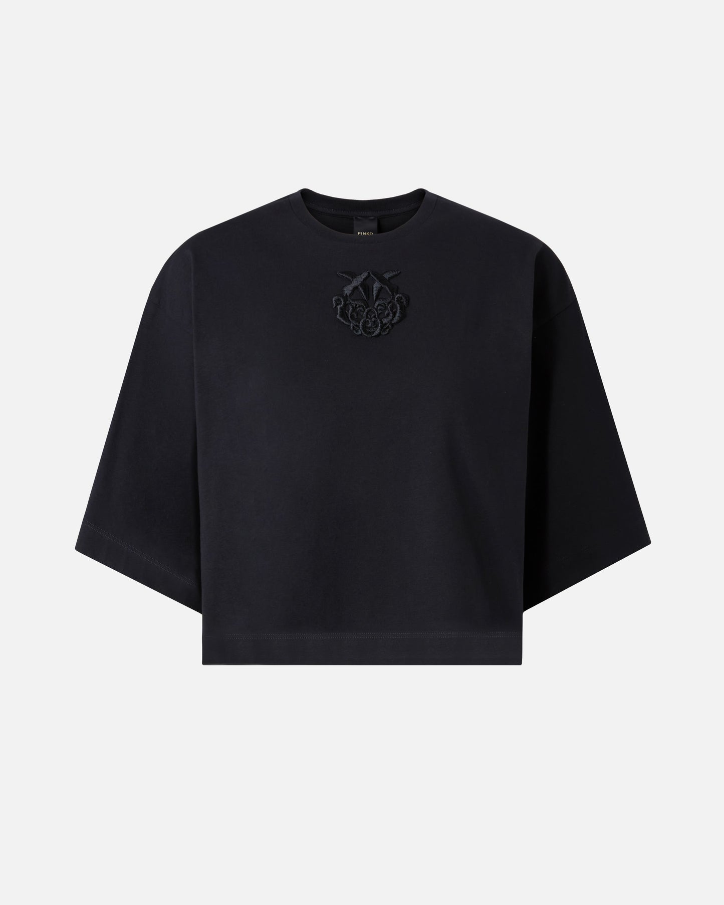 Cropped T-shirt with Love Birds embroidery