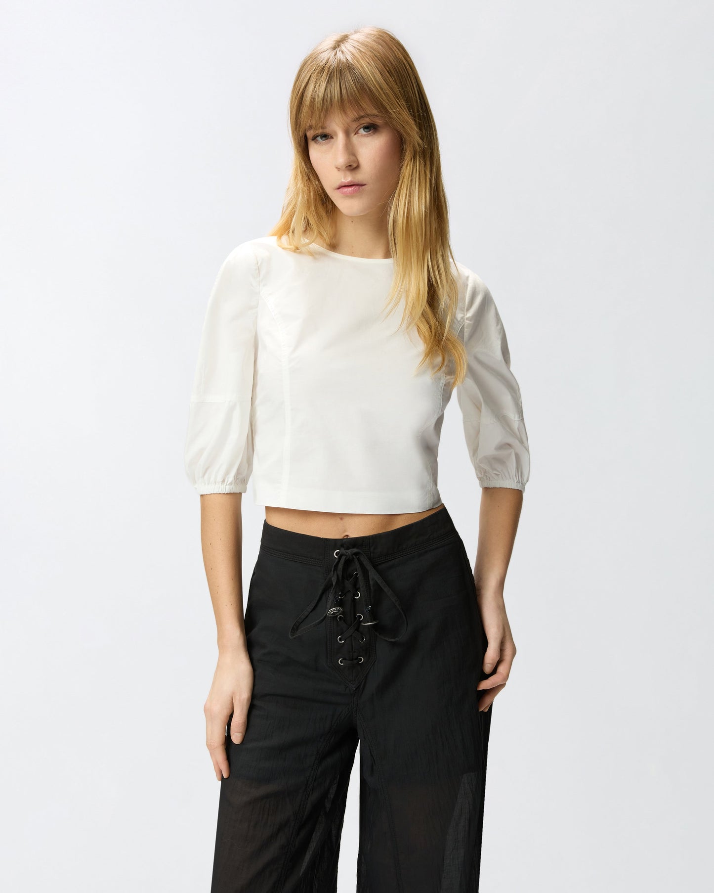 Cropped backless blouse