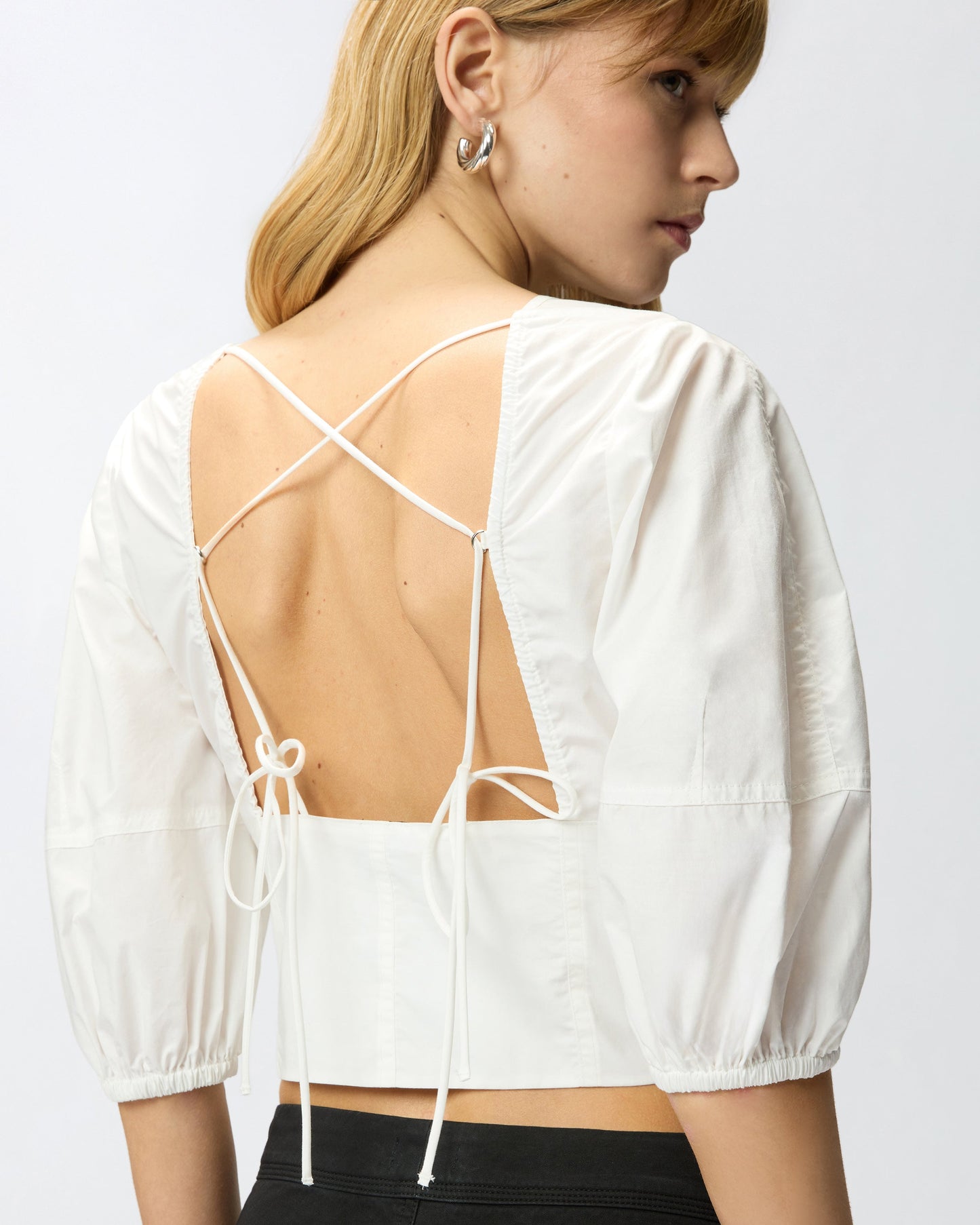 Cropped backless blouse