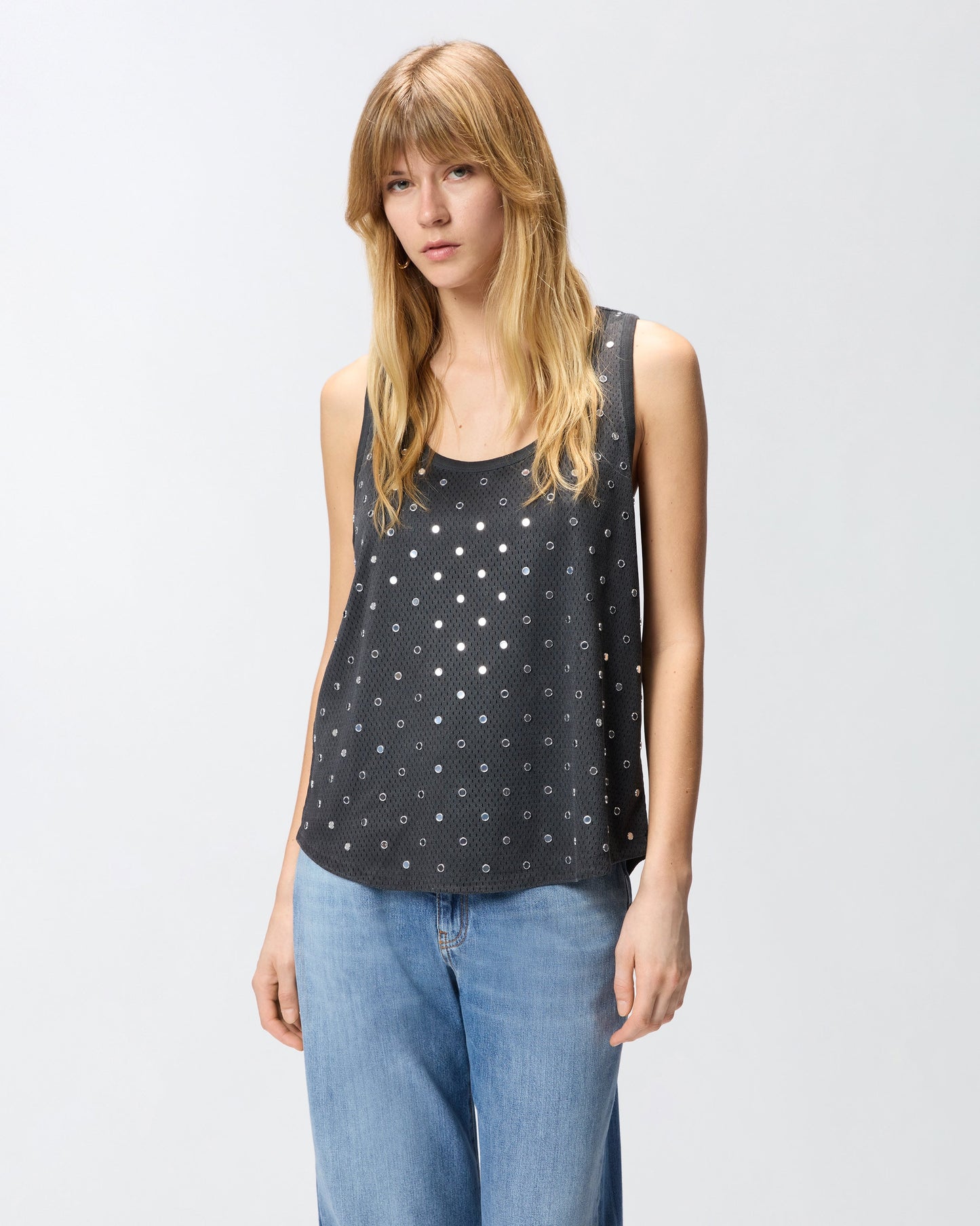 Mesh vest top with mirror detail
