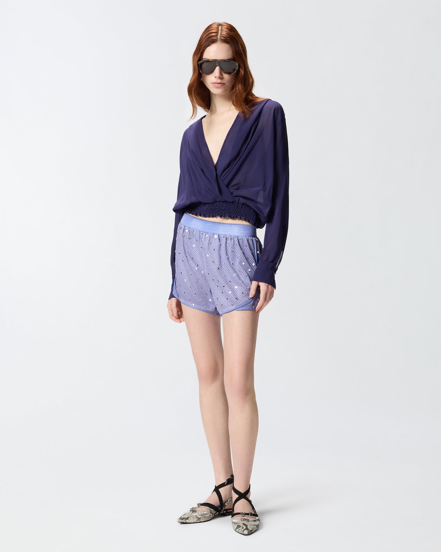 Mesh shorts with mirror detail