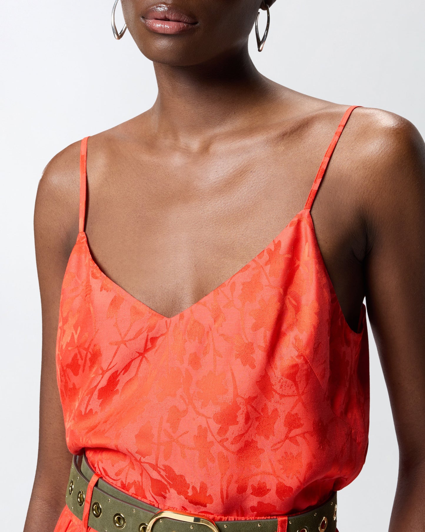 Jacquard crop top with spaghetti straps