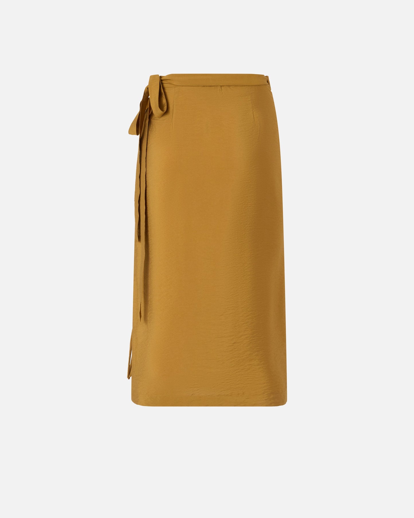 Calf-length wrap skirt with fringing
