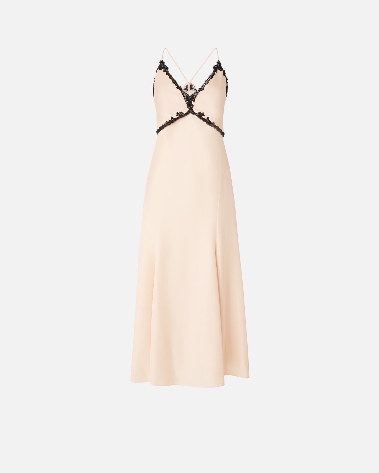 Long dress with lace inserts