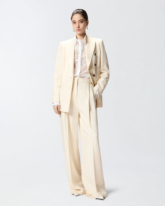 Straight-cut trousers with pressed pleat detail