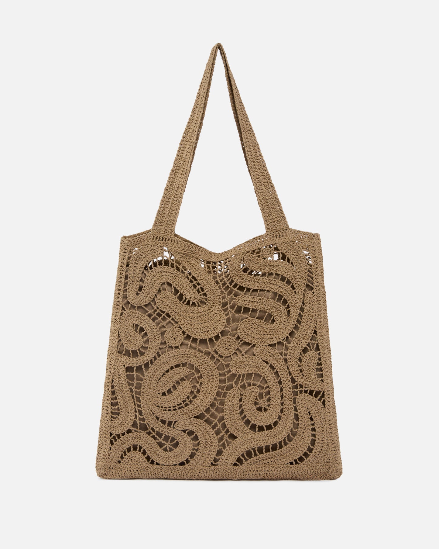 Medium shopper bag in geometric crocheted fabric
