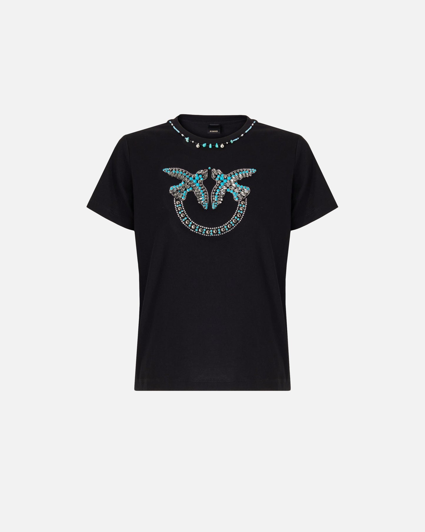 T-shirt with Love Birds jewel maxi embroidery
