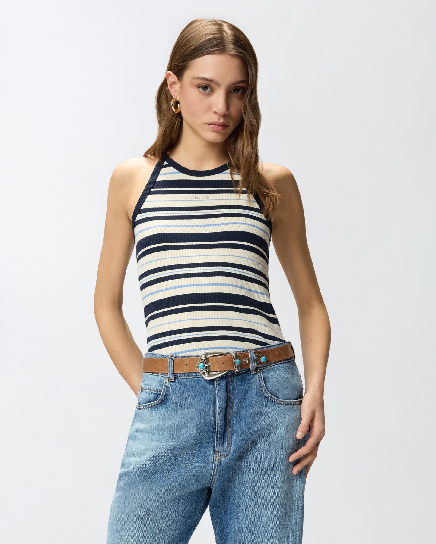 Ribbed vest top with logo