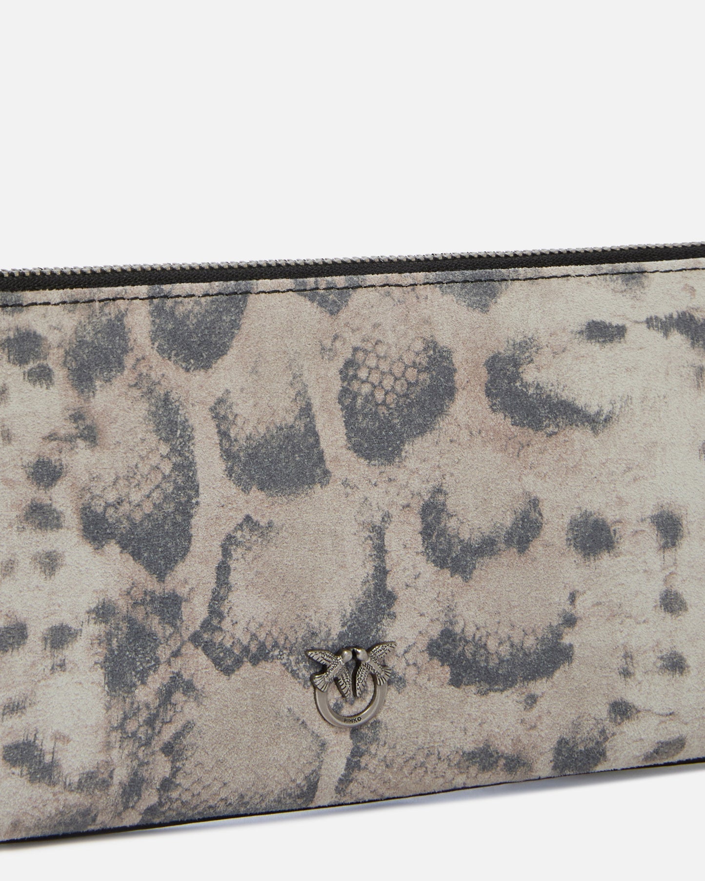 New Horizontal medium shoulder clutch in python-print suede