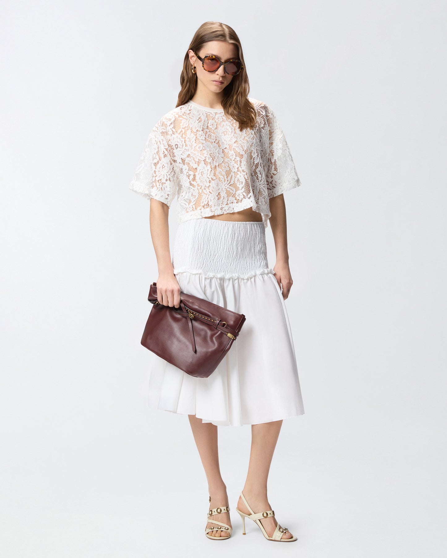 Cropped lace t-shirt
