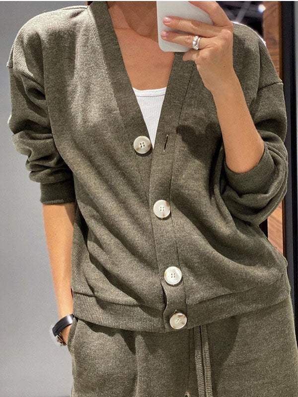 Zweiteiler-Set für Damen: Jacke mit Knöpfen und Hose (2 kaufen, kostenloser Versand)