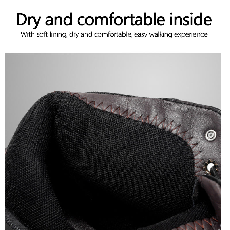 Men's Genuine Leather Boots | Casual & Versatile | Waterproof & Fleece-Lined
