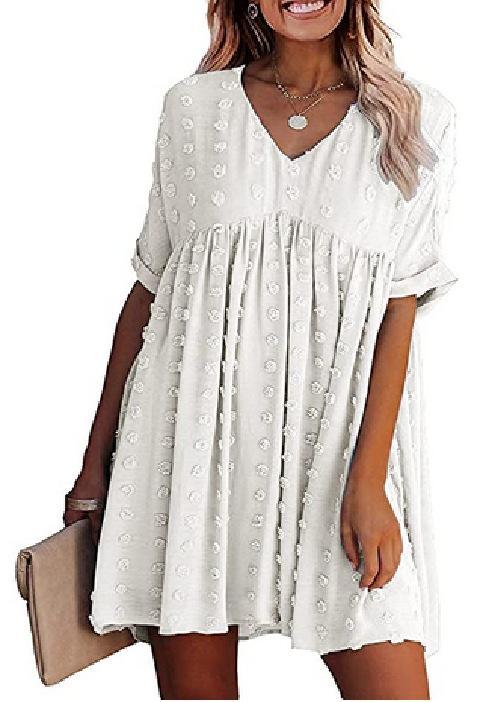 Lässiges V-Ausschnitt-Kleid
