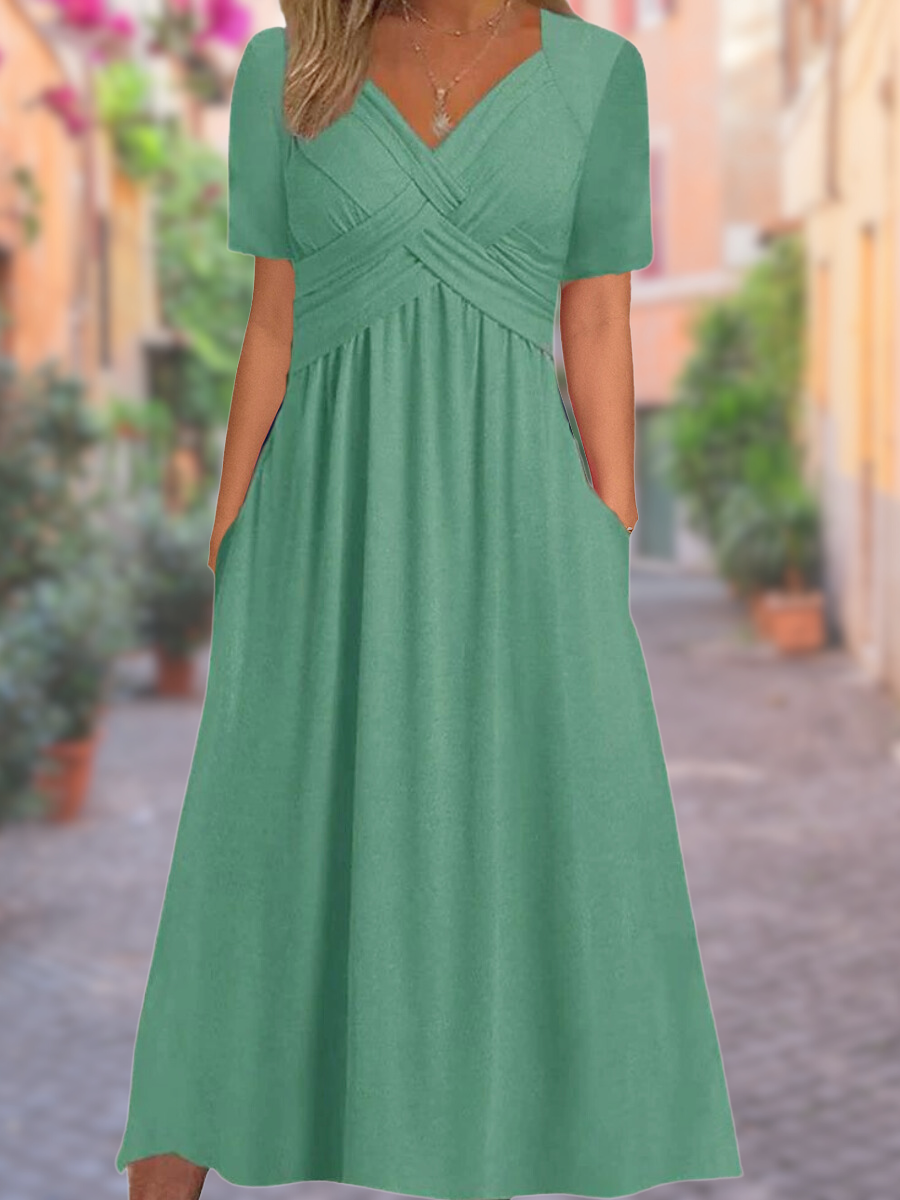 Bequemes V-Ausschnitt-Kleid